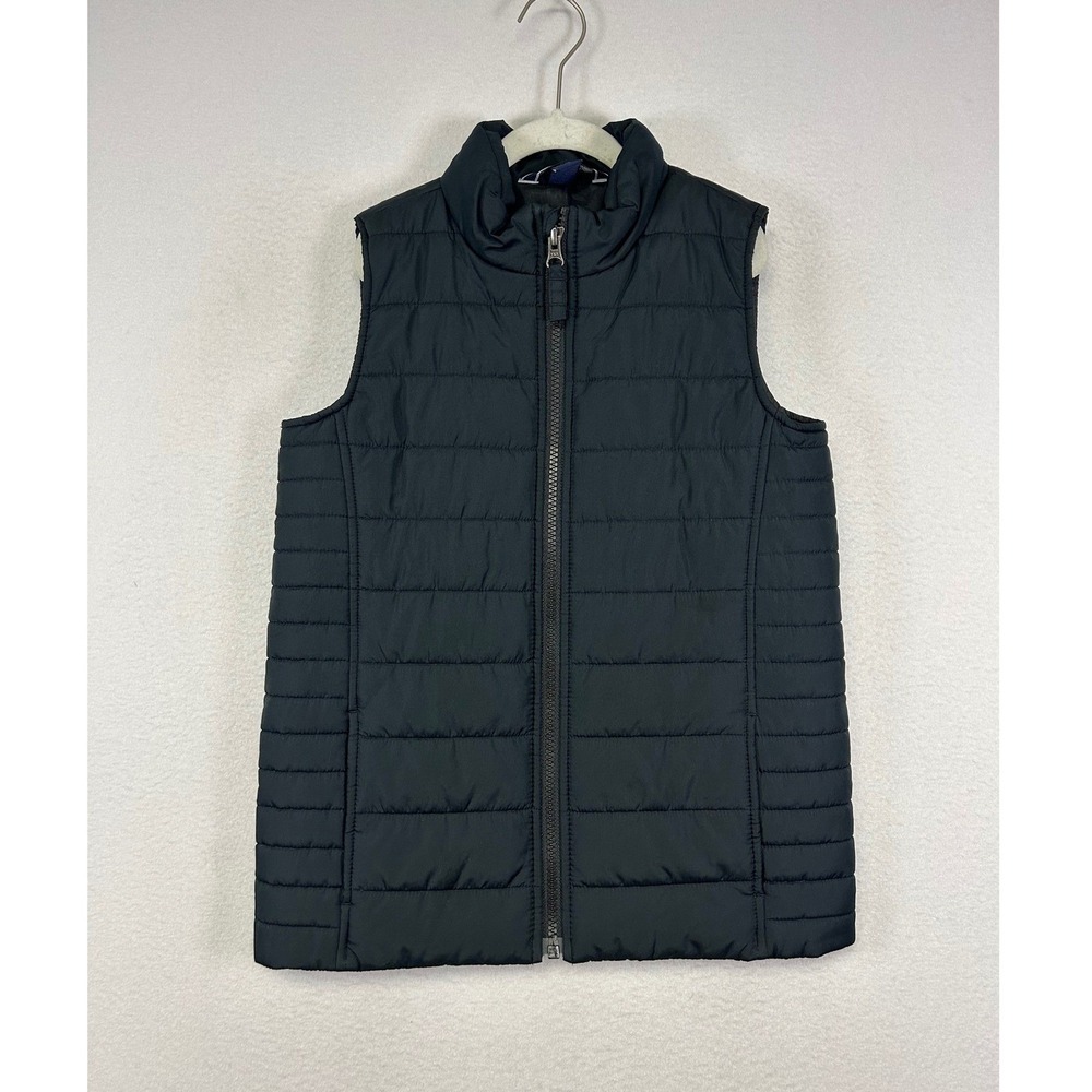 Classic Gorpcore Lands End Kids Size L 7 Black‎ Quilted Puffer Vest Full Zip